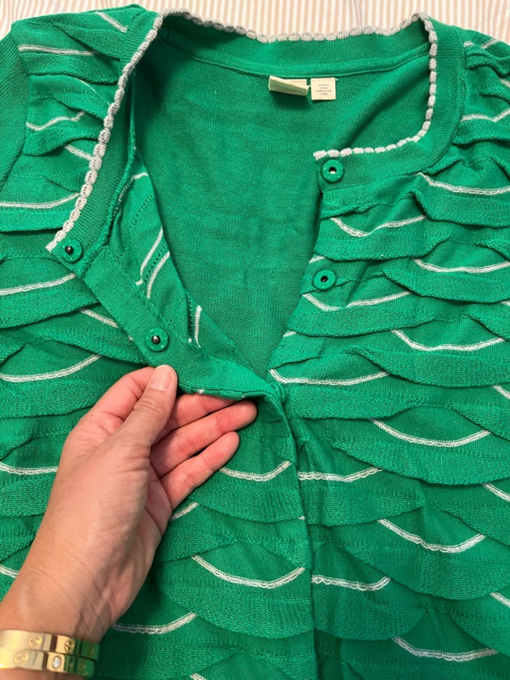 Anthropologie Yellow Bird Winter Waves Green Cardigan Small - Picture 4 of 5